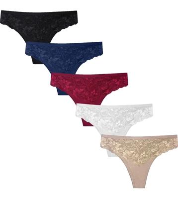 Gaubert 5-pack Kanten Brazilian Slip - Biologisch katoenen onderbroeken - Damesondergoed - Sexy ondergoed