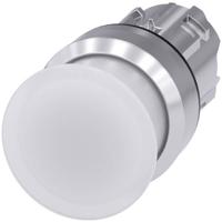 Siemens 3SU10511AD600AA0 3SU1051-1AD60-0AA0 Paddenstoelknop Metalen frontring, Hoogglans Knop Zilver, Wit 1 stuk(s)