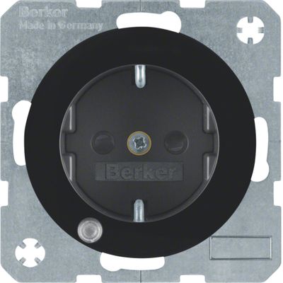 Berker wandcontactdoos LED controlelamp R1/R3 zwart 41102045