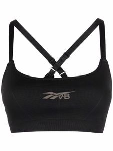 Reebok brassière de sport à logo imprimé - Noir