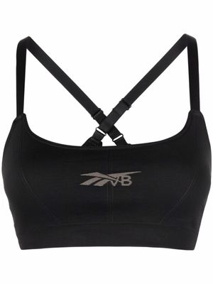 Reebok brassière de sport à logo imprimé - Noir
