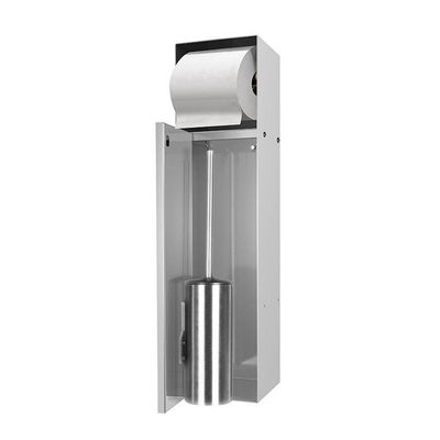 Looox Closed closetborstelgarnituur - met rolhouder - tegelbaar - rvs geborsteld cl9