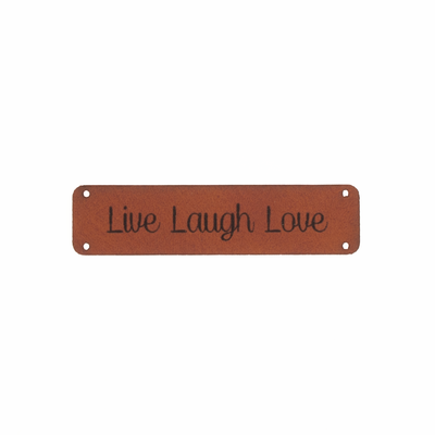 Leren label 'Live Laugh Love' 15x60mm - 2 stuks Leren label 'Live Laugh Love' 15x60mm - 2 stuks