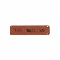 Leren label 'Live Laugh Love' 15x60mm - 2 stuks - thumbnail