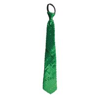 Funny Fashion Carnaval verkleed stropdas met glitter pailletten - groen - polyester - heren/dames   - - thumbnail