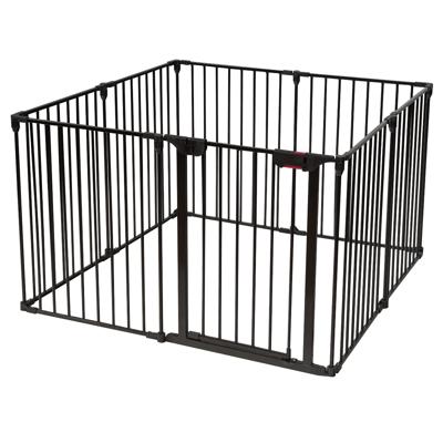 8-Delige Inklapbare Omheining Dierenbox Beschermende Binnenomheining Zwart