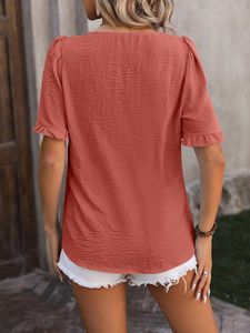 Casual Square Neck Plain Loose Shirt