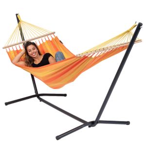 'Easy & Relax' Orange Eénpersoons Hangmatset - 120 kg - Oranje - Colombiaanse, Spreidstang - Tropilex