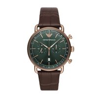 Horlogeband Armani AR11334 Leder Bruin 22mm