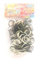 Loom Twister loombands junior rubber zwart/wit 300 delig - thumbnail