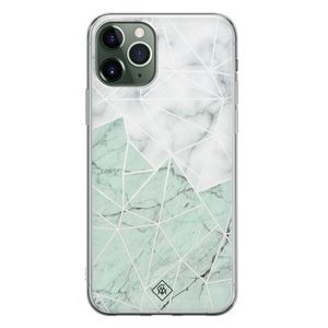 iPhone 11 Pro Max siliconen telefoonhoesje - Marmer mint mix