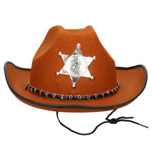 Atosa Carnaval verkleed Cowboy hoed Kentucky - bruin - kinderen - Western Sheriff thema   -