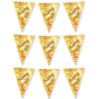 Paperdream Jubileum vlaggetjes - 3x - 50 jaar getrouwd - feestversiering - 10 mtr - dubbelzijdig