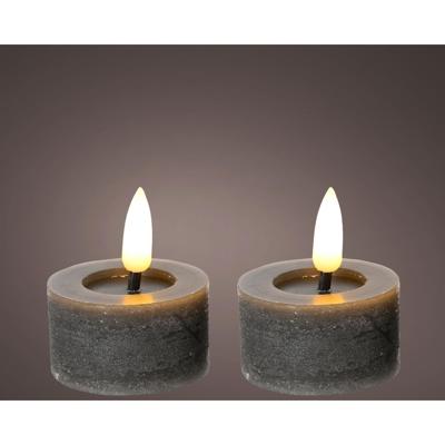 LED Theelichtset wax grijs Ø4,4xH5,2cm