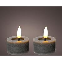 LED Theelichtset wax grijs Ø4,4xH5,2cm