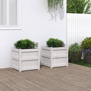VidaXL Plantenbakken 2 st cm massief grenenhout wit