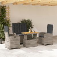 4-delige Tuinset met kussens poly rattan grijs