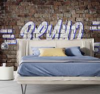 Baksteen graffiti met naam Fotobehang tienerkamer