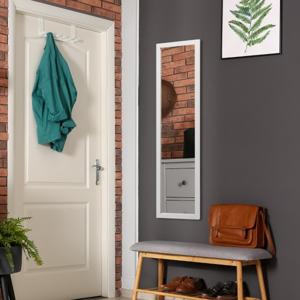 Passpiegel 120 x 33 cm Deurhaken voor Ophangen aan Deur of Muur Ideaal voor Slaapkamer Wit