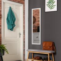 Passpiegel 120 x 33 cm Deurhaken voor Ophangen aan Deur of Muur Ideaal voor Slaapkamer Wit