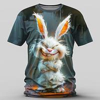 Grafisch Konijn Retro vintage Casual Street Style Voor heren 3D-afdrukken T-shirt Buitensporten Feestdagen Uitgaan T-shirt blauw Bruin Korte mouw Strakke ronde hals Overhemd Lente zomer Kleding S M L Lightinthebox - thumbnail