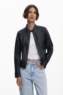 Jas met versleten leerlook - BLACK - S