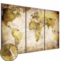 Schilderij - Wereldkaart - Oude Continenten,  3luik , wanddecoratie , premium print op canvas - thumbnail