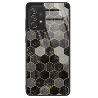 Samsung Galaxy A52s glazen hardcase - Hexagons zwart