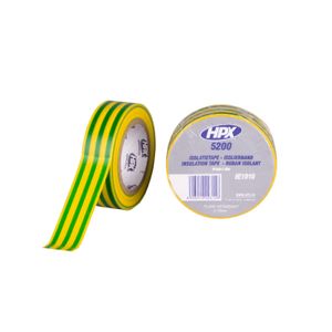 HPX PVC isolatietape | Geel/Groen | 19mm x 10m - IE1910 | 200 stuks IE1910