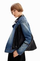 Hybride denim bikerjack - BLACK - L