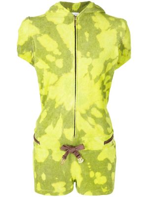 Stain Shade combishort tie dye à capuche - Vert