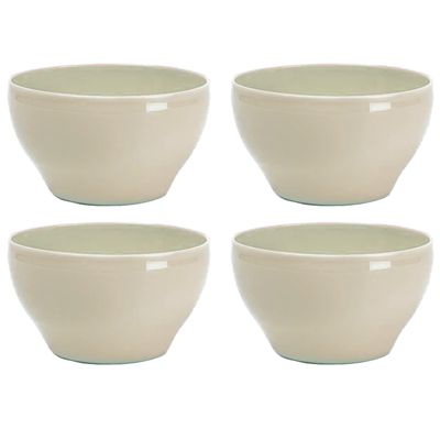 Kommetjes/schaaltjes - 10x - Dessert/ontbijt - Kunststof - D14 cm - Beige