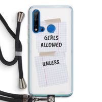 No Girls Allowed Unless: Huawei P20 Lite (2019) Transparant Hoesje met koord