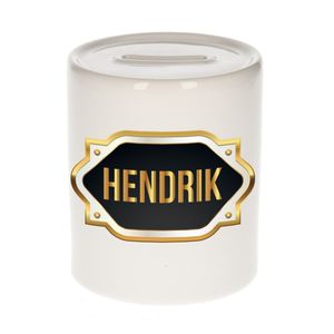 Naam cadeau spaarpot Hendrik met gouden embleem