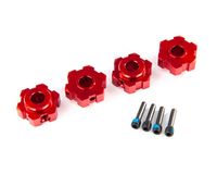Wheel hubs, hex, aluminum (red-anodized) (4)/ 4x13mm screw pins (4) (TRX-8956R) - thumbnail