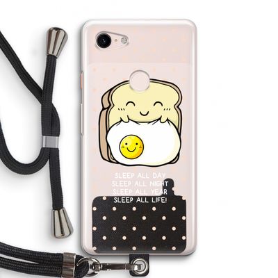 Sleep All Day: Pixel 3 Transparant Hoesje met koord