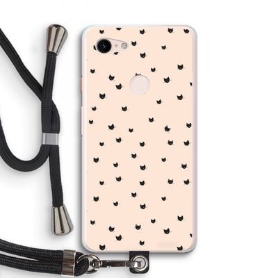 Kleine kattenkopjes: Pixel 3 XL Transparant Hoesje met koord
