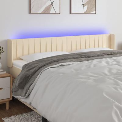 Hoofdbord LED 163x16x78/88 cm stof crèmekleurig