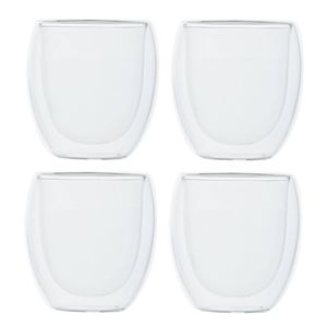 Set van 4x dubbelwandige koffieglazen/cappuccino glazen 300 ml - Koffie- en theeglazen