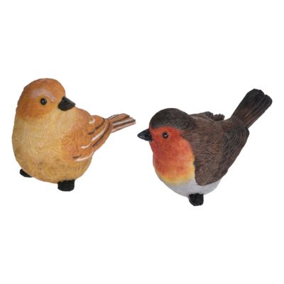 Tuin/huis decoratie beeldjes set van 2x vogeltjes - polystone - 12 cm Tuin/huis decoratie beeldjes set van 2x vogeltjes - polystone - 12 cm