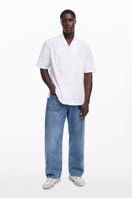 Kortemouw overhemd met lettering Botter - WHITE - M Kortemouw overhemd met lettering Botter - WHITE - M