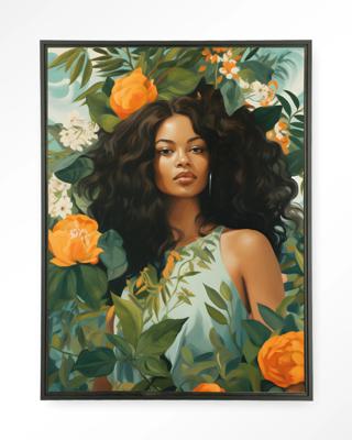 Urban Cotton Wandkleed 'Rosita' 110 x 145cm in Floating Frame - black