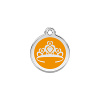 Crown Orange roestvrijstalen hondenpenning small/klein dia. 2 cm - Reddingo