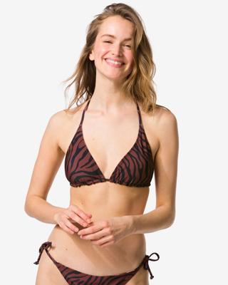 HEMA Omkeerbare damesbikinitop Juul triangel zebra-blokken chocoladebruin (chocoladebruin)