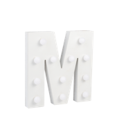 Letter M met licht hoogte 17 cm breedte 16,5 cm Letter M met licht hoogte 17 cm breedte 16,5 cm