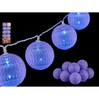 Lichtsnoer 10 led balletjes - lila paars - 150 cm - kunststof- batterij - thumbnail