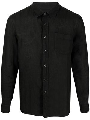 120% Lino chemise en lin à manches longues - Noir