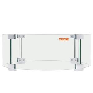 VEVOR Vuurplaats Windscherm 435x170mm Ronde Glazen Vlambeschermer 6mm Dikke Vuurtafel Accessoires Helder Gehard Glas Vlambeschermer voor Propaangas Buitenterras Achtertuin