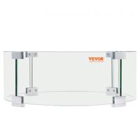 VEVOR Vuurplaats Windscherm 435x170mm Ronde Glazen Vlambeschermer 6mm Dikke Vuurtafel Accessoires Helder Gehard Glas Vlambeschermer voor Propaangas Buitenterras Achtertuin