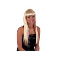 Funny Fashion damespruik - blond - met pony en lang stijl haar - carnaval